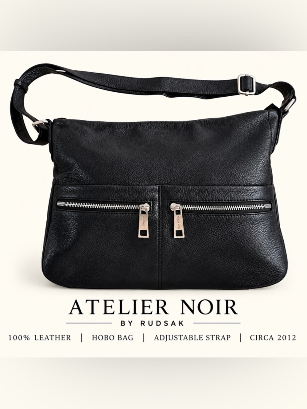 Atelier Noir by RUDSAK Black Leather Hobo Bag